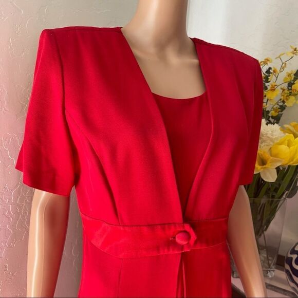 NWT Danny & Nicole 80’s Vintage Red Dress Size 14 - Picture 6 of 9